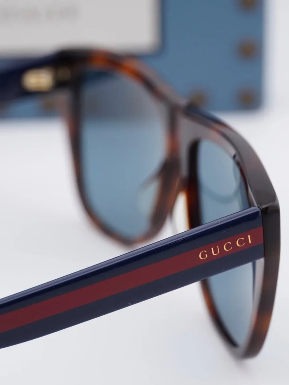 Gucci GG0926S 002 Square Sunglasses - Havana / Blue